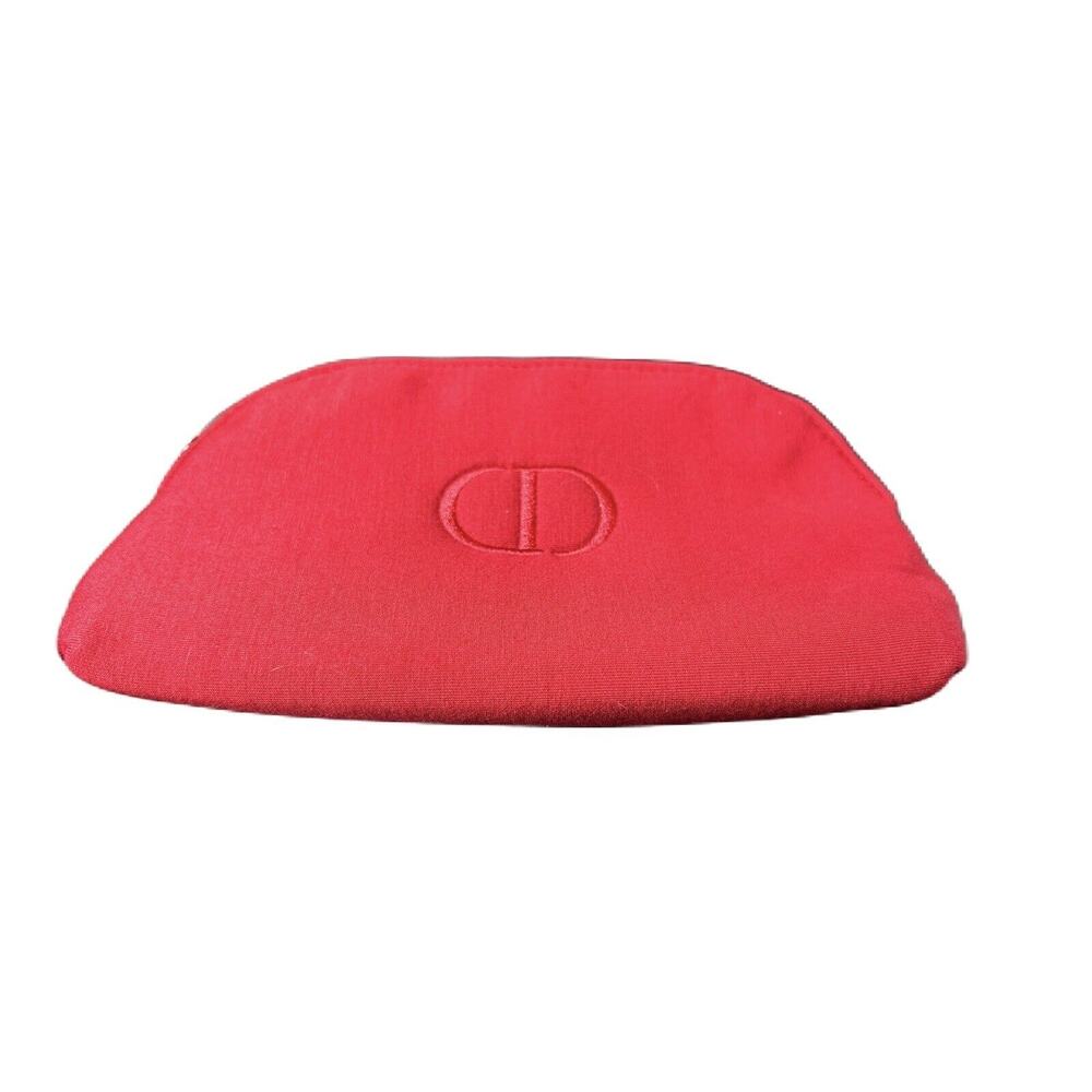 Christian Dior Vanity Pouch Red New Logo embroidery velvet NWOB